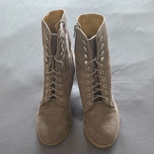 Charlotte Russe Taupe Lace-Up Boots